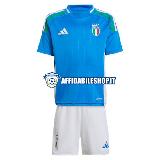 Maglia Italia Blu Euro 2024 Bambino 3-13 anni Manica Corta, Gara Home