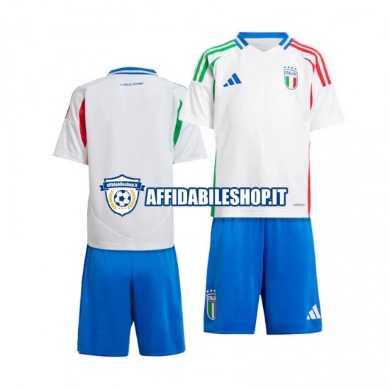 Maglia Italia Bianco Euro 2024 Bambino 3-13 anni Manica Corta, Gara Away