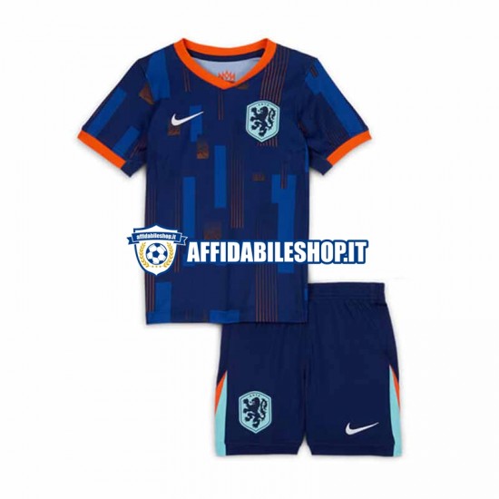 Maglia Paesi Bassi Euro 2024 Bambino 3-13 anni Manica Corta, Gara Away