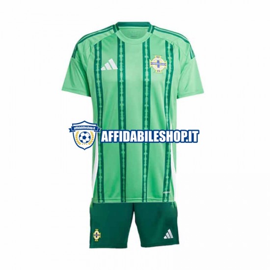 Maglia Irlanda del Nord 2024 Bambino 3-13 anni Manica Corta, Gara Home