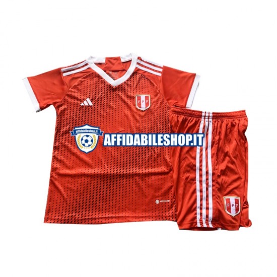 Maglia Perù Rosso 2023 Bambino 3-13 anni Manica Corta, Gara Away