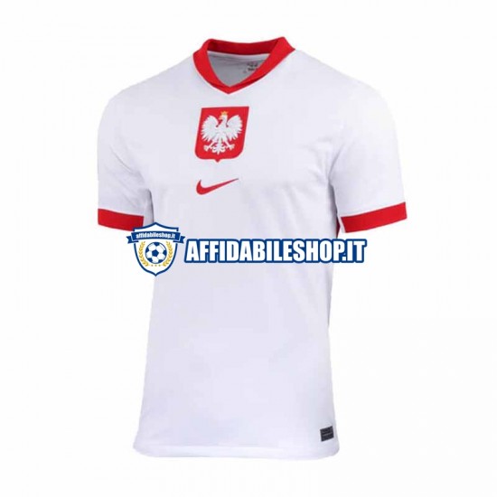 Maglia Polonia Bianco Euro 2024 Uomo Manica Corta, Gara Home