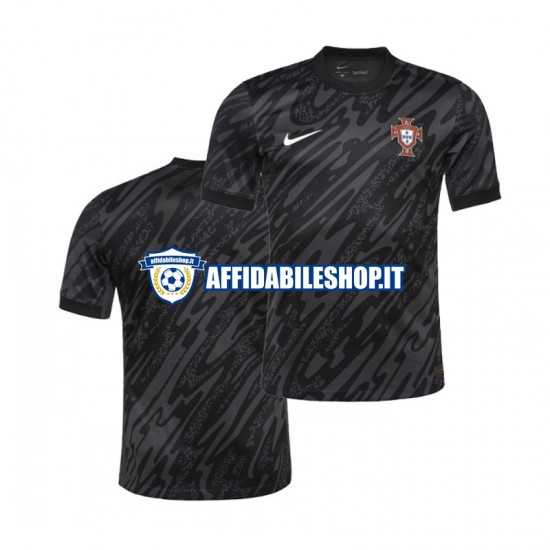 Maglia Portogallo Portiere Nero Euro 2024 Uomo Manica Corta, Gara Away