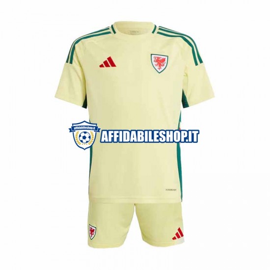 Maglia Galles 2024 Bambino 3-13 anni Manica Corta, Gara Away