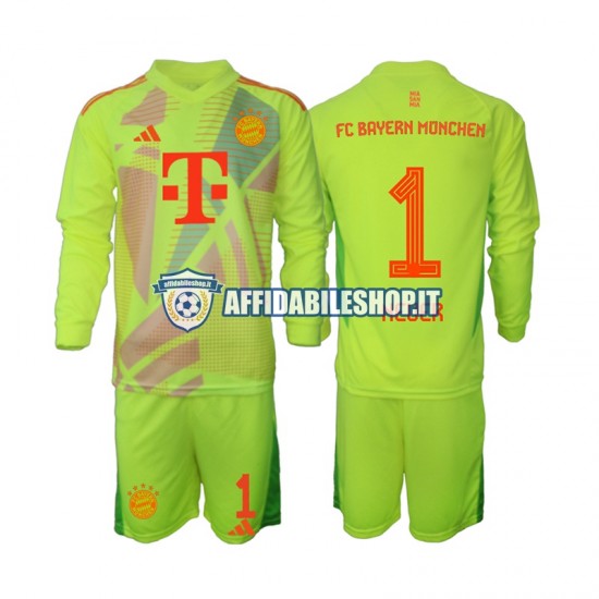 Maglia FC Bayern München Portiere Manuel Neuer 1 2024-2025 Bambino 3-13 anni Manica Lunga, Gara Home