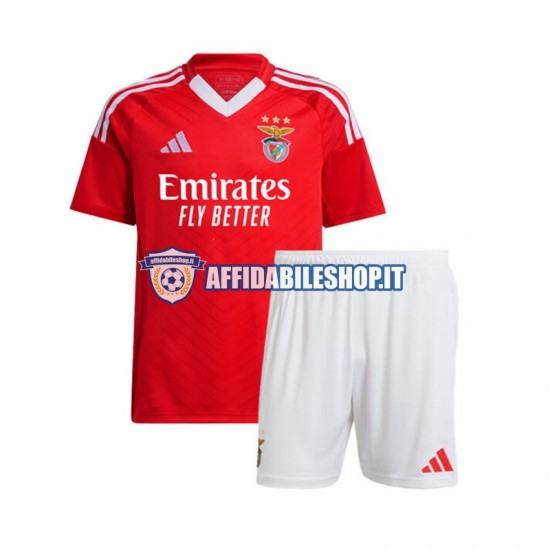 Maglia Benfica Rosso 2024-2025 Bambino 3-13 anni Manica Corta, Gara Home