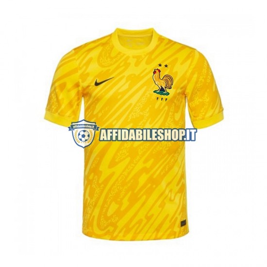 Maglia Francia Portiere Giallo Euro 2024 Uomo Manica Corta, Gara Home