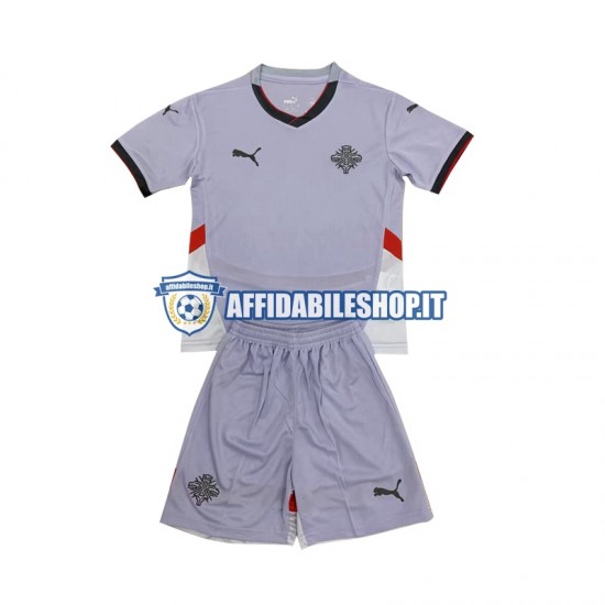 Maglia Islanda 2024 Bambino 3-13 anni Manica Corta, Gara Away