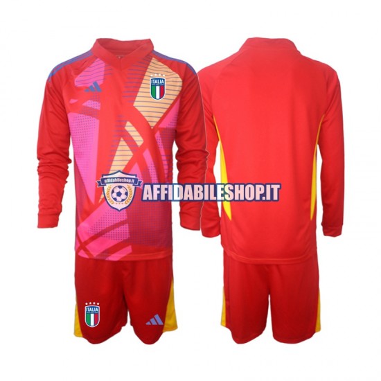 Maglia Italia Portiere Rosso Euro 2024 Bambino 3-13 anni Manica Lunga, Gara Terza