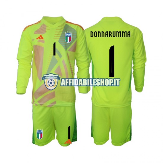 Maglia Italia Portiere Donnarumma 1 Euro 2024 Bambino 3-13 anni Manica Lunga, Gara Home