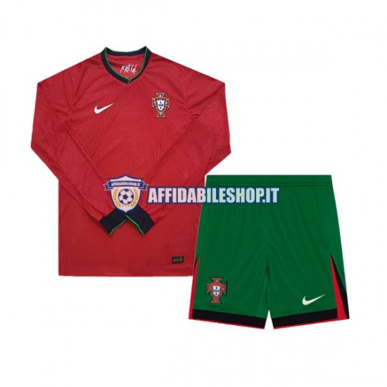 Maglia Portogallo Euro 2024 Bambino 3-13 anni Manica Lunga, Gara Home