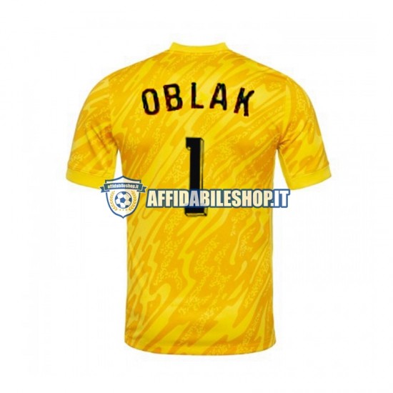 Maglia Slovenia Portiere Giallo Jan Oblak 1 Euro 2024 Uomo Manica Corta, Gara Home