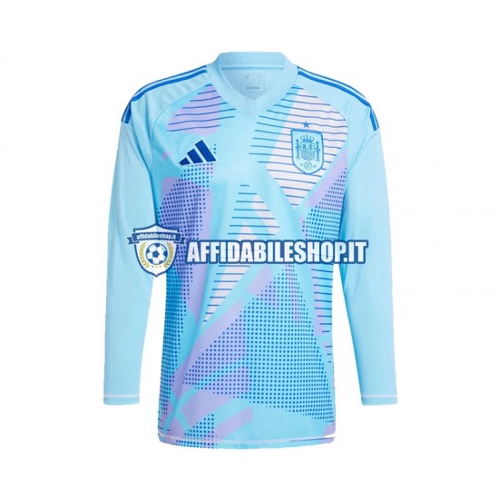 Maglia Spagna Portiere Blu Euro 2024 Uomo Manica Lunga, Gara Away