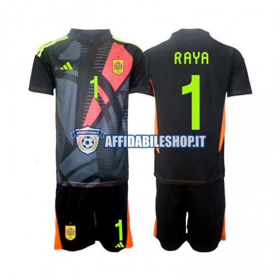 Maglia Spagna Portiere David Raya 1 Euro 2024 Bambino 3-13 anni Manica Corta, Gara Away