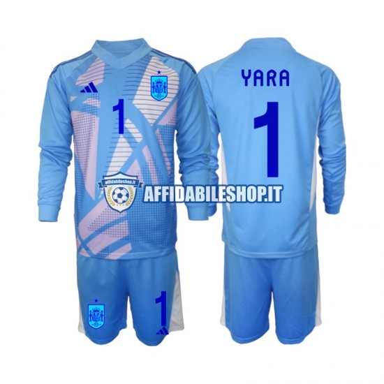 Maglia Spagna Portiere David Raya 1 Euro 2024 Bambino 3-13 anni Manica Lunga, Gara Home