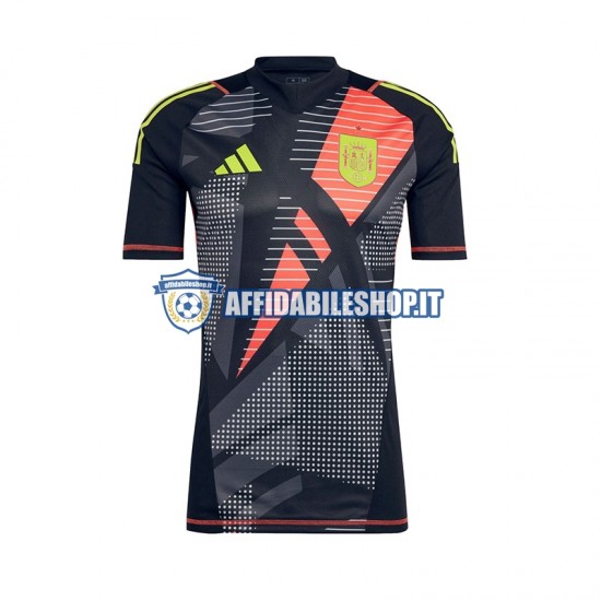 Maglia Spagna Portiere Nero Euro 2024 Uomo Manica Corta, Gara Home