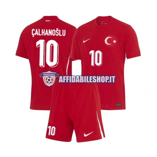 Maglia Turchia Hakan Calhanoglu 10 Euro 2024 Bambino 3-13 anni Manica Corta, Gara Away