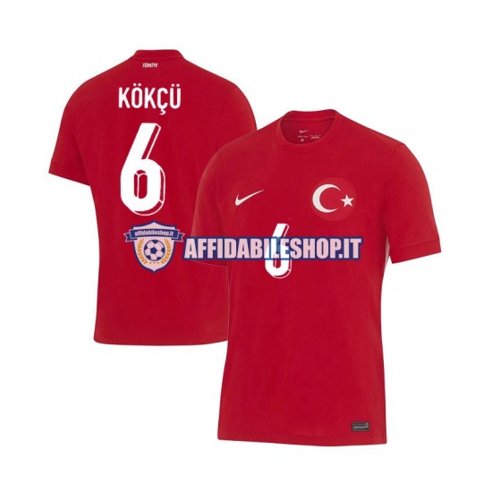 Maglia Turchia Orkun Kokcu 6 Euro 2024 Uomo Manica Corta, Gara Away