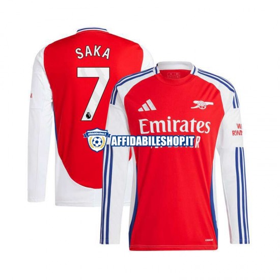 Maglia Arsenal Rosso Bukayo Saka 7 2024-2025 Uomo Manica Lunga, Gara Home