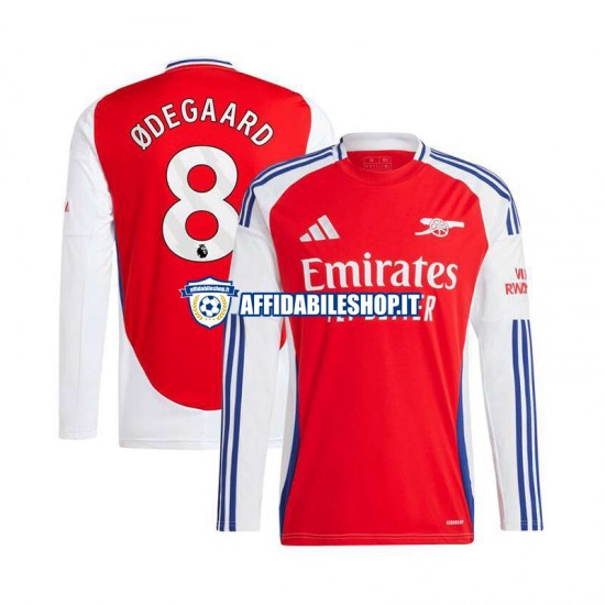 Maglia Arsenal Rosso Martin Odegaard 8 2024-2025 Uomo Manica Lunga, Gara Home