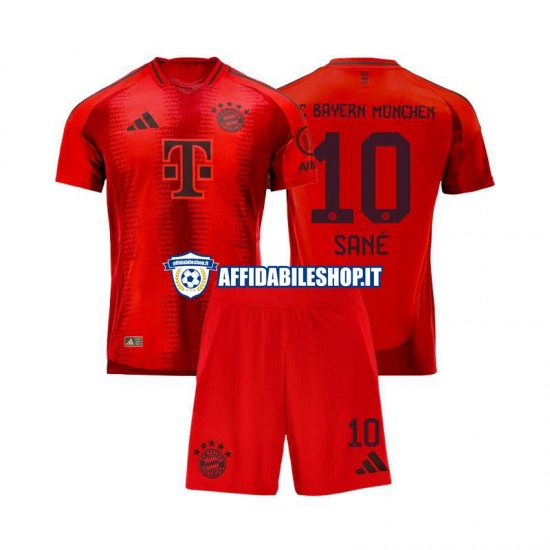 Maglia FC Bayern München Rosso Leroy Sane 10 2024-2025 Bambino 3-13 anni Manica Corta, Gara Home