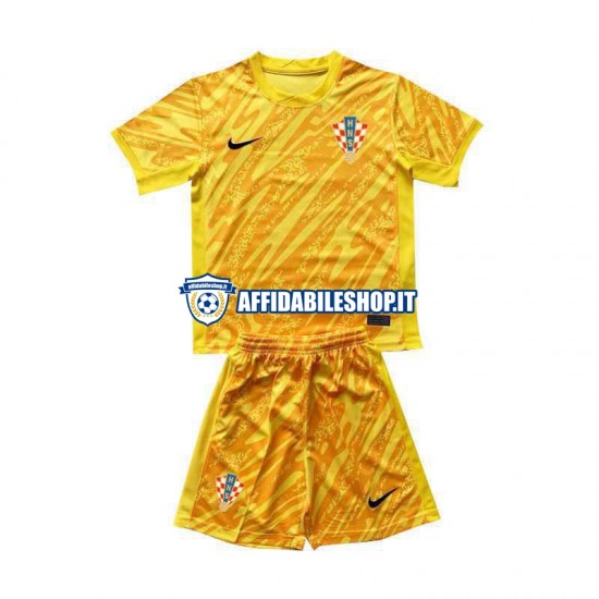 Maglia Croazia Portiere Giallo Euro 2024 Bambino 3-13 anni Manica Corta, Gara Home