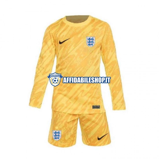 Maglia Inghilterra Portiere Giallo Euro 2024 Bambino 3-13 anni Manica Lunga, Gara Away