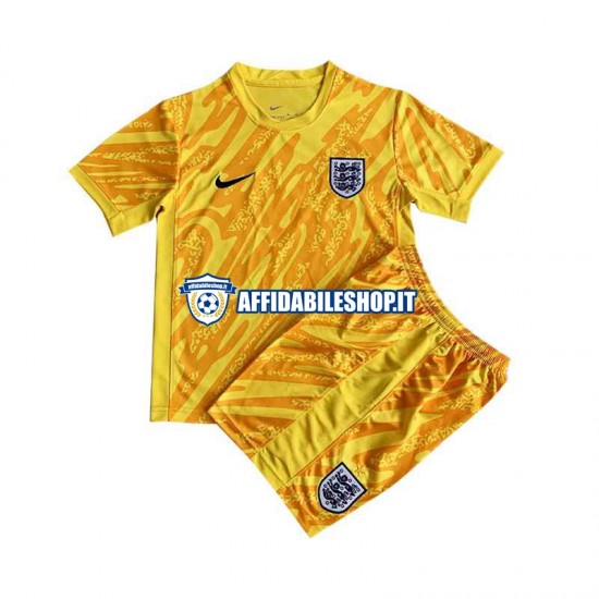 Maglia Inghilterra Portiere Giallo Euro 2024 Bambino 3-13 anni Manica Corta, Gara Away