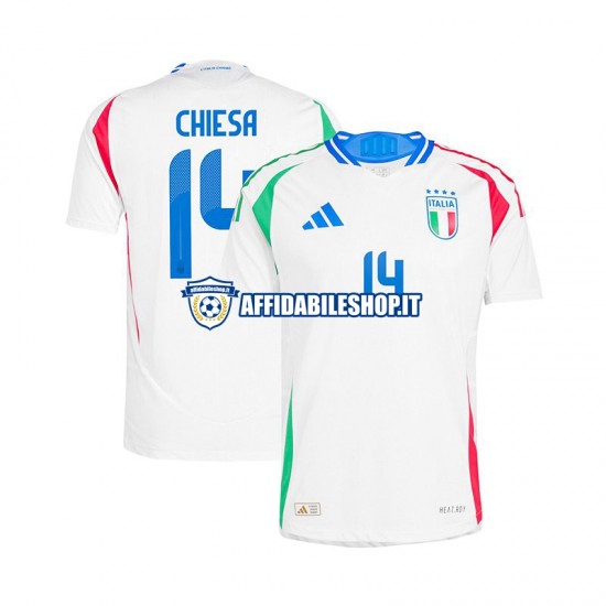 Maglia Italia Bianco Chiesa 14 Euro 2024 Uomo Manica Corta, Gara Away