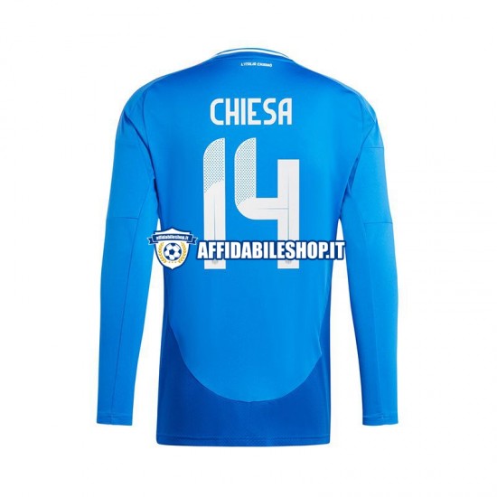 Maglia Italia Blu Chiesa 14 Euro 2024 Uomo Manica Lunga, Gara Home