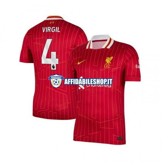 Maglia Liverpool Rosso Virgil van Dijk 4 2024-2025 Uomo Manica Corta, Gara Home