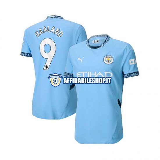 Maglia Manchester City Blu Erling Haaland 9 2024-2025 Uomo Manica Corta, Gara Home