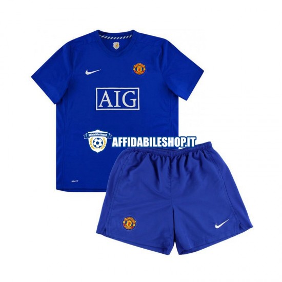 Maglia Manchester United Retro 2008 Bambino 3-13 anni Manica Corta, Gara Away