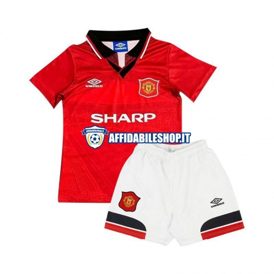 Maglia Manchester United Retro 1994 Bambino 3-13 anni Manica Corta, Gara Home