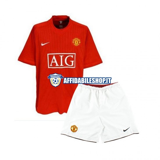 Maglia Manchester United Retro 2007 Bambino 3-13 anni Manica Corta, Gara Home