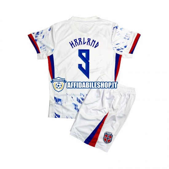 Maglia Norvegia Erling Haaland 9 2024 Bambino 3-13 anni Manica Corta, Gara Away