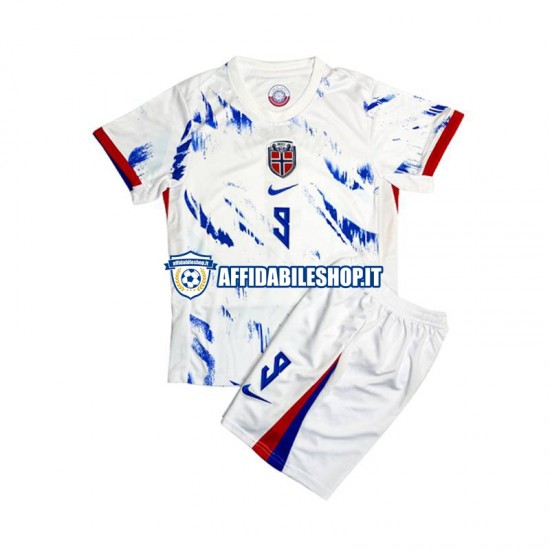 Maglia Norvegia Erling Haaland 9 2024 Bambino 3-13 anni Manica Corta, Gara Away