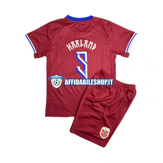 Maglia Norvegia Rosso Erling Haaland 9 2024 Bambino 3-13 anni Manica Corta, Gara Home