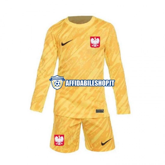 Maglia Polonia Portiere Giallo Euro 2024 Bambino 3-13 anni Manica Lunga, Gara Home