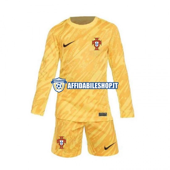 Maglia Portogallo Portiere Giallo Euro 2024 Bambino 3-13 anni Manica Lunga, Gara Home