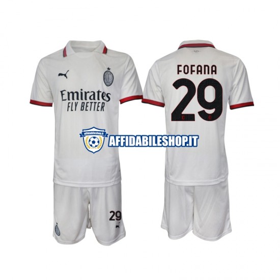 Maglia AC Milan Fofana 29 2024-2025 Bambino 3-13 anni Manica Corta, Gara Away