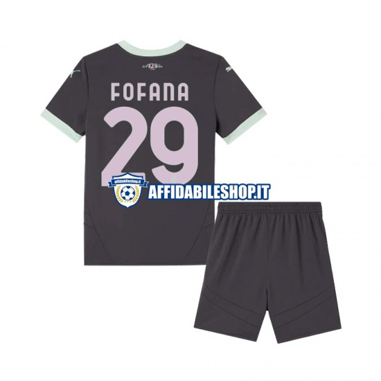 Maglia AC Milan Fofana 29 2024-2025 Bambino 3-13 anni Manica Corta, Gara Terza