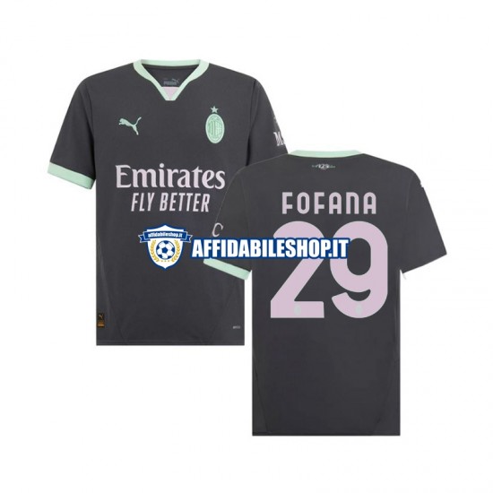 Maglia AC Milan Fofana 29 2024-2025 Uomo Manica Corta, Gara Terza