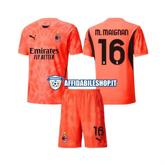 Maglia AC Milan Portiere Mike Maignan 16 2024-2025 Bambino 3-13 anni Manica Corta, Gara Quarto