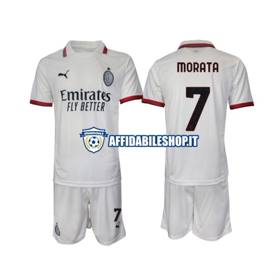 Maglia AC Milan Morata 7 2024-2025 Bambino 3-13 anni Manica Corta, Gara Away