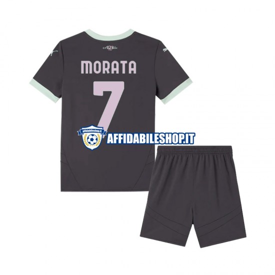 Maglia AC Milan Morata 7 2024-2025 Bambino 3-13 anni Manica Corta, Gara Terza