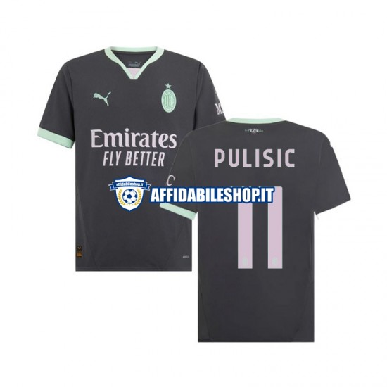 Maglia AC Milan Pulisic 11 2024-2025 Uomo Manica Corta, Gara Terza