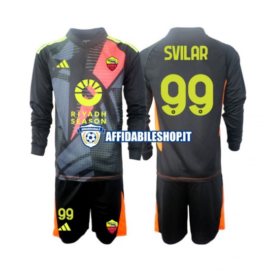 Maglia AS Roma Portiere Mile Svilar 99 2024-2025 Bambino 3-13 anni Manica Lunga, Gara Home