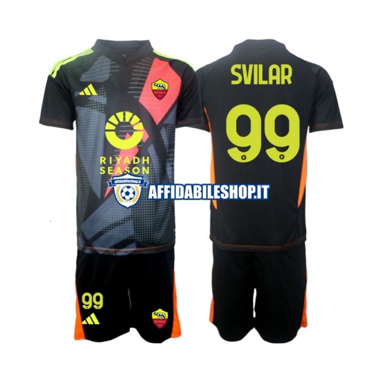 Maglia AS Roma Portiere Mile Svilar 99 2024-2025 Bambino 3-13 anni Manica Corta, Gara Home