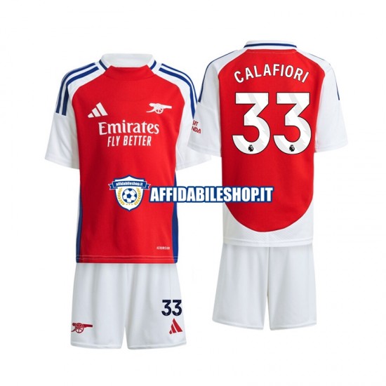 Maglia Arsenal Calafiori 33 2024-2025 Bambino 3-13 anni Manica Corta, Gara Home